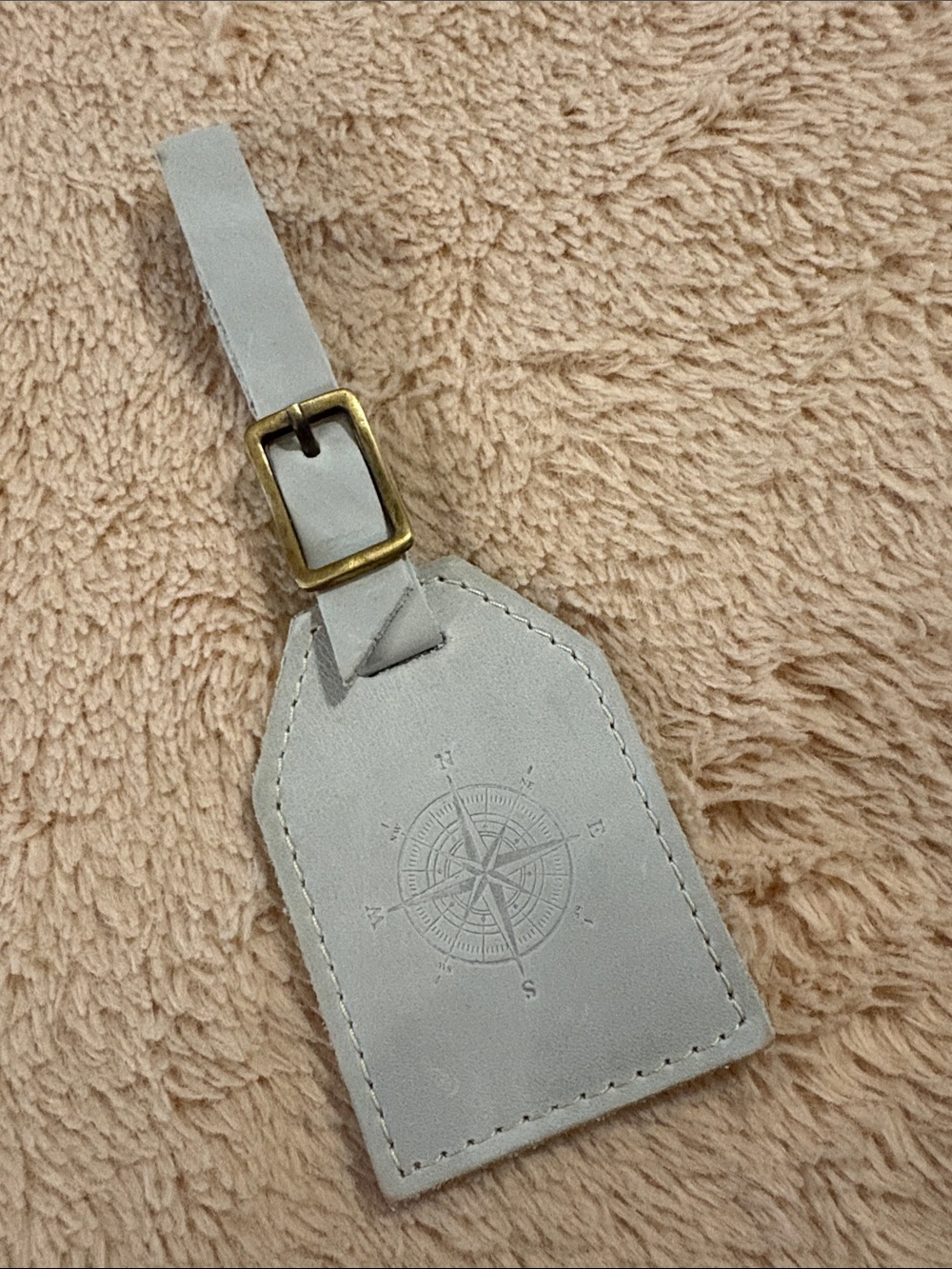Portland Leather Compass Rose Embossed Luggage Tag Light Gray